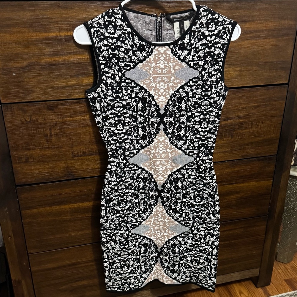 BCBGMaxAzria Black & Pink Bandage Dress